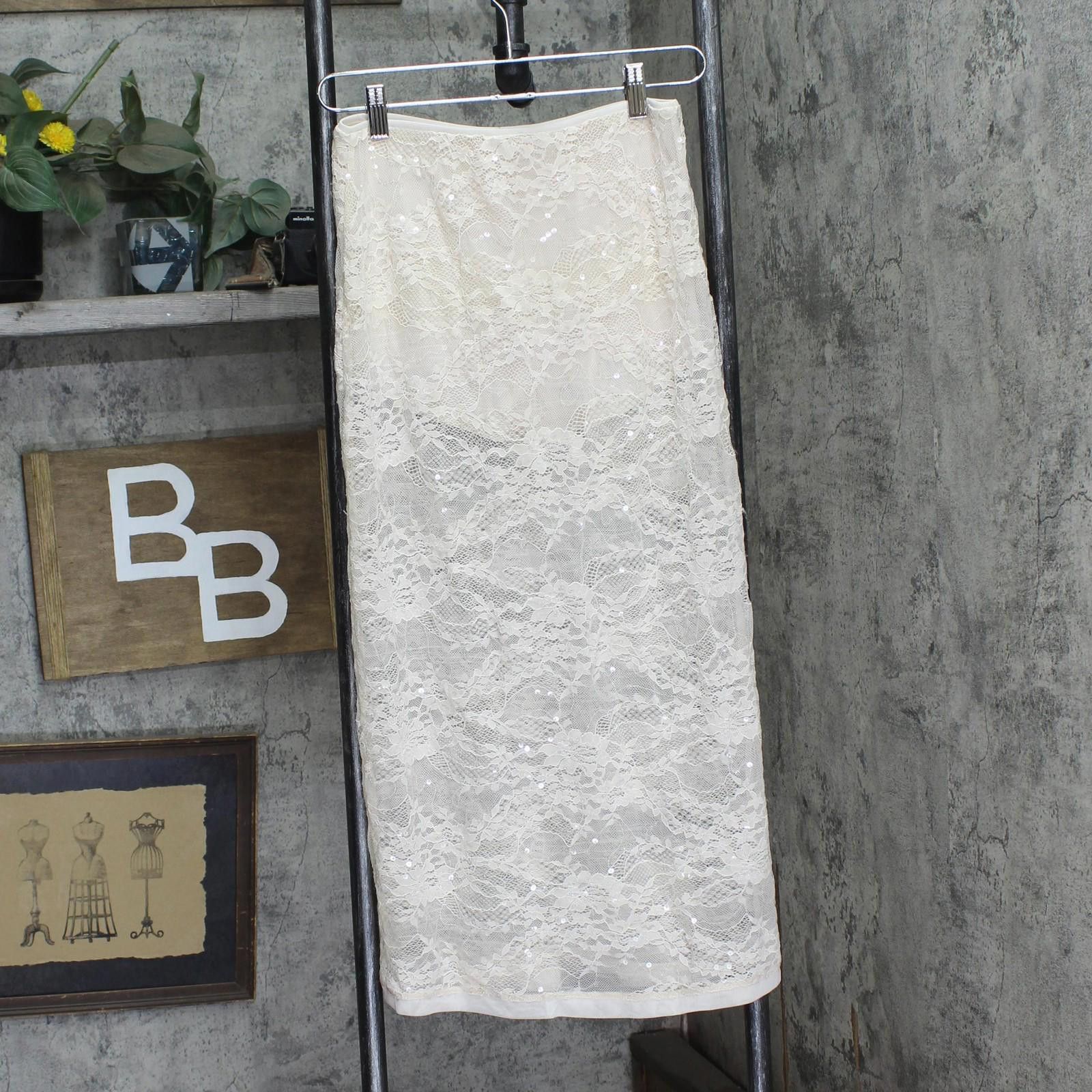 Designer Nwt Wild Fable Womens Lace Midi Skirt Champagne Off White Xs Size 26" / US 2 / IT 38 - 2 Thumbnail
