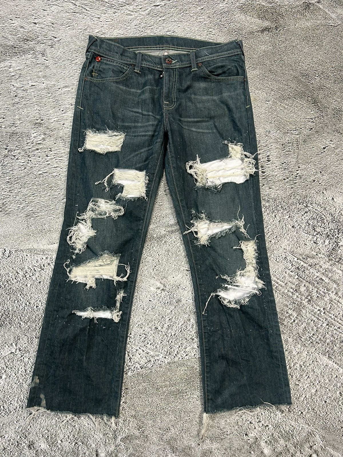 Evisu Evisu x Puma vintage navy green jeans seagulls distressed Size US 30 / EU 46 - 6 Thumbnail