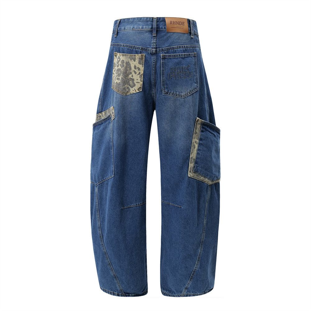Japanese Brand × Jean Men's color matching pocket loose scimitar work jeans y2k Size US 32 / EU 48 - 3 Thumbnail