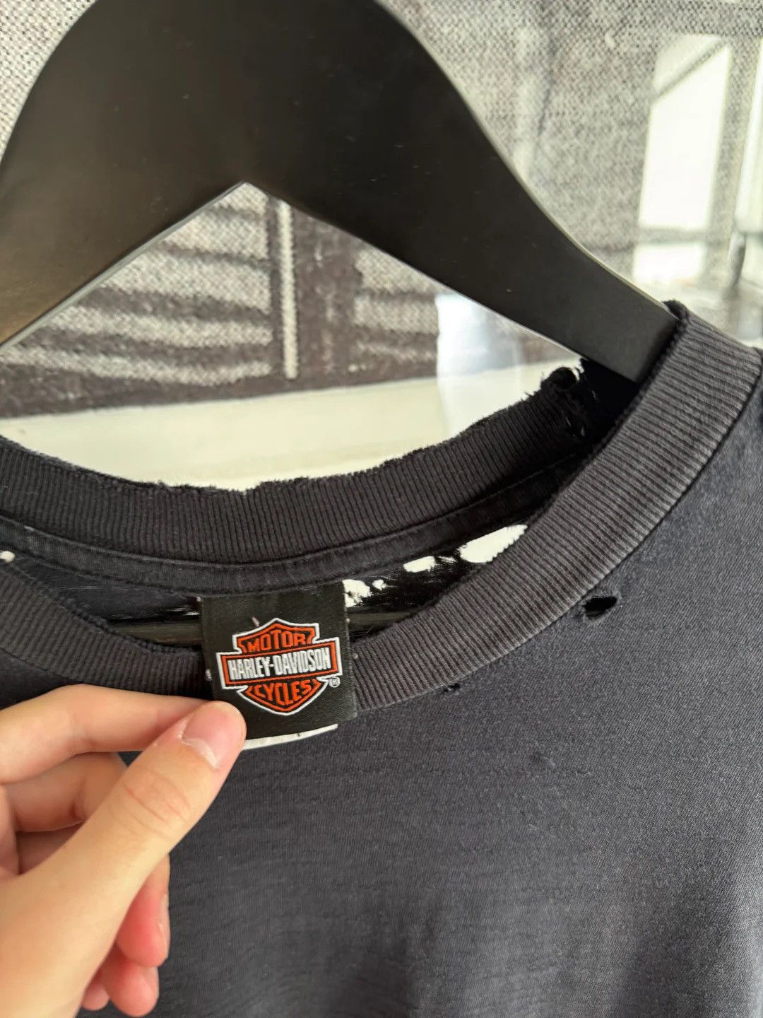 Vintage 🚭AMAZING🚭1992 ULTRA-THRASHED HARLEY DAVIDSON COLBOCH SHIRT Size US L / EU 52-54 / 3 - 9 Thumbnail