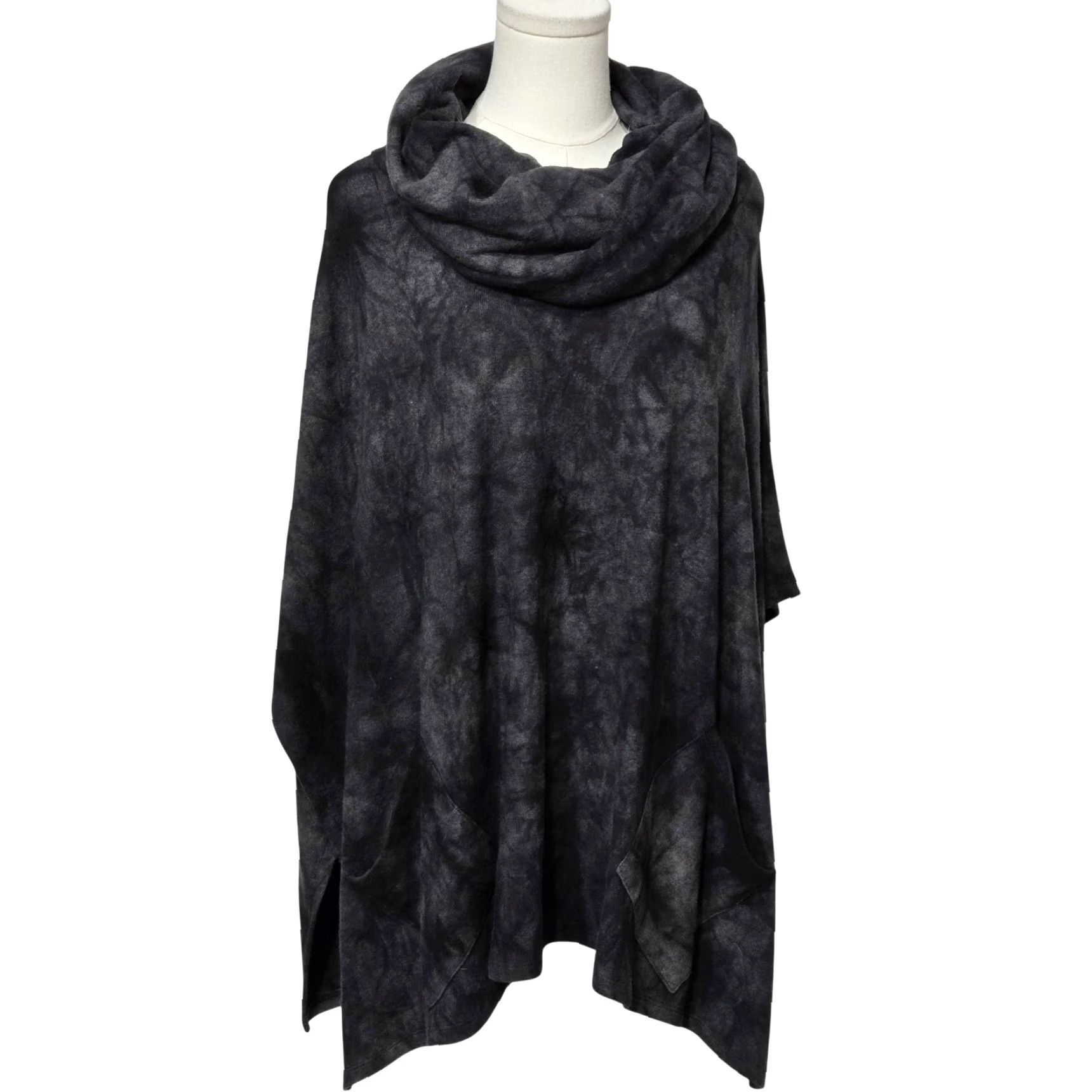 Vintage French Kyss Cape Sweater Womens 2 Gray Geometric Cowl Neck Lightweight Poncho Size XS / US 0-2 / IT 36-38 - 2 Thumbnail