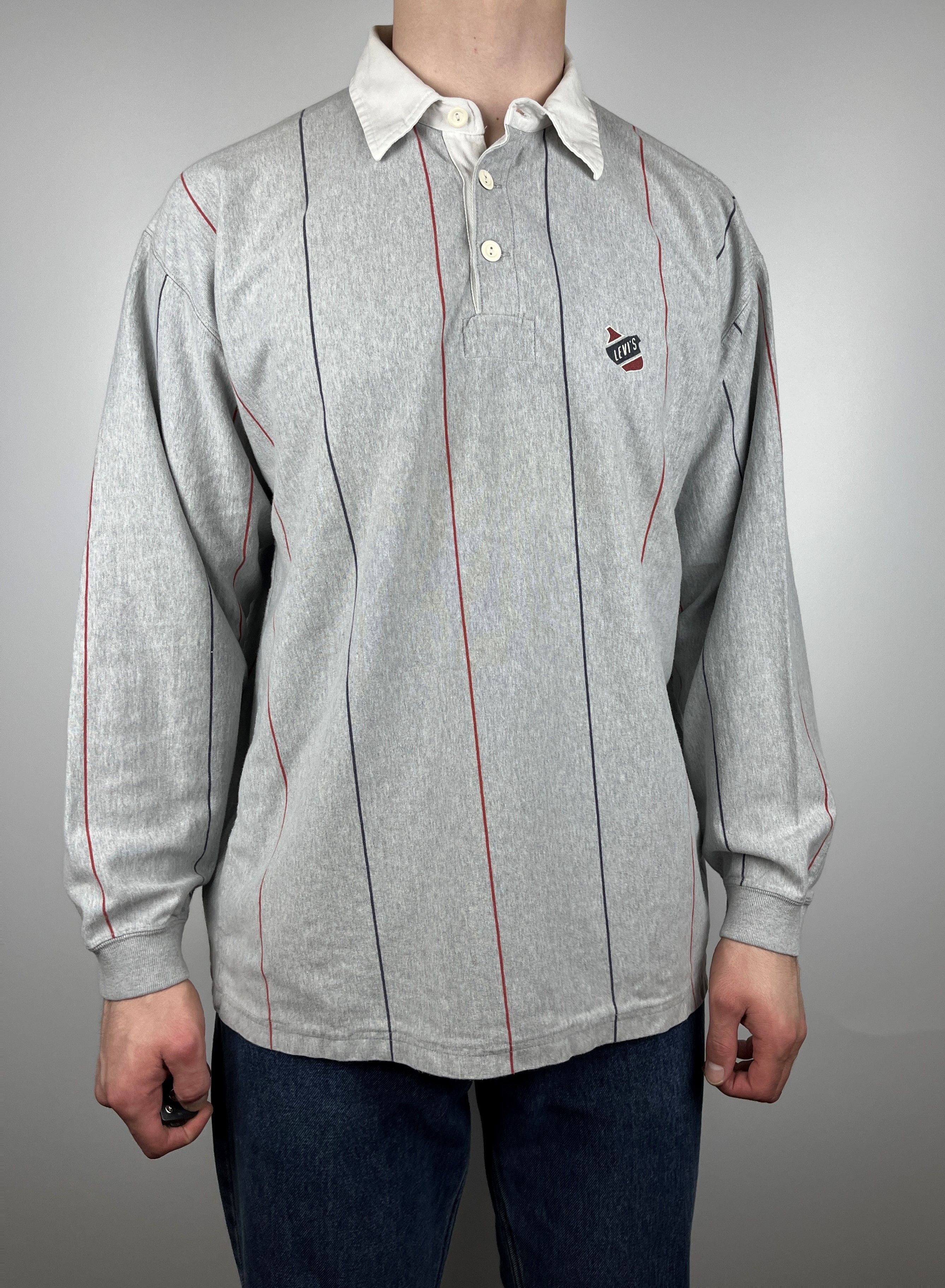 Levi's × Vintage 90's Levi's Vintage Rugby Polo Shirt Striped Long Sleeve Size US L / EU 52-54 / 3 - 1 Thumbnail