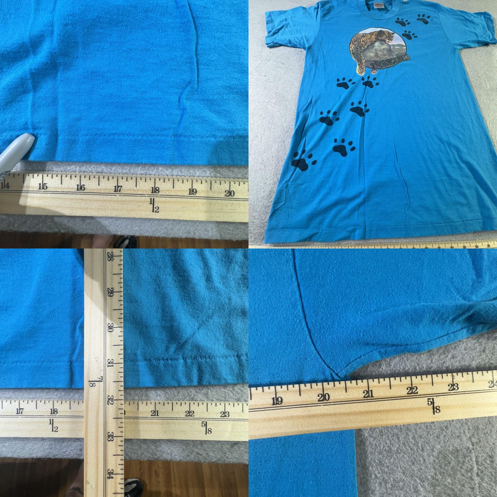 Vintage VINTAGE Oneita Endangered Leopard Shirt Mens XL Blue 90s Graphic Print Animal Wildlife Crew Neck Short Sleeve Cotton Blend Polyester Size US XL / EU 56 / 4 - 8 Thumbnail