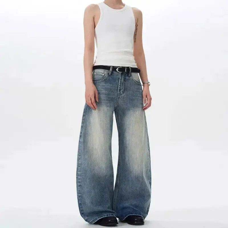 Japanese Brand Retro loose washed straight leg jeans Size US 32 / EU 48 - 6 Thumbnail
