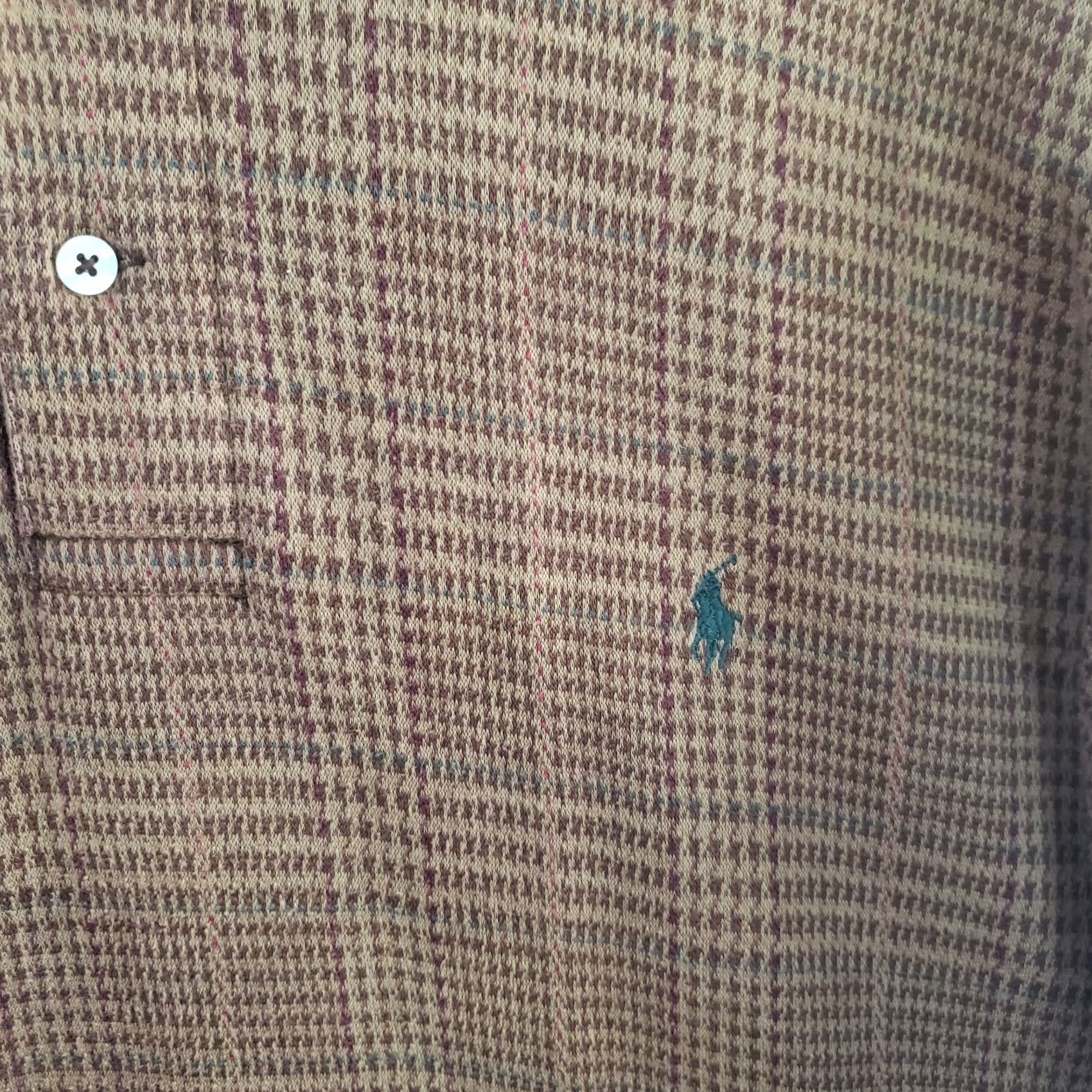 Polo Ralph Lauren VINTAGE Polo Ralph Lauren Men XL Brown Plaid Long Sleeve Sweater Shirt Cotton 3-Button Pullover Size US XL / EU 56 / 4 - 4 Thumbnail