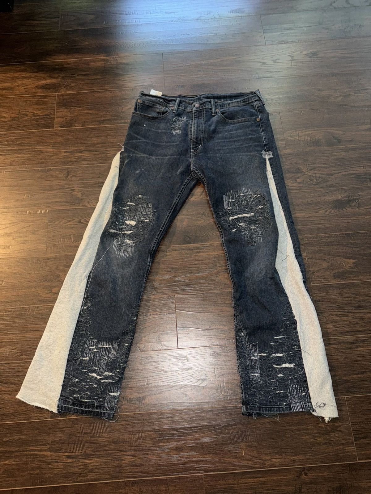 Ends Repair Sample Ends Repair Navy Blue Distressed Flared Denim Pants Size US 34 / EU 50 - 1 Thumbnail