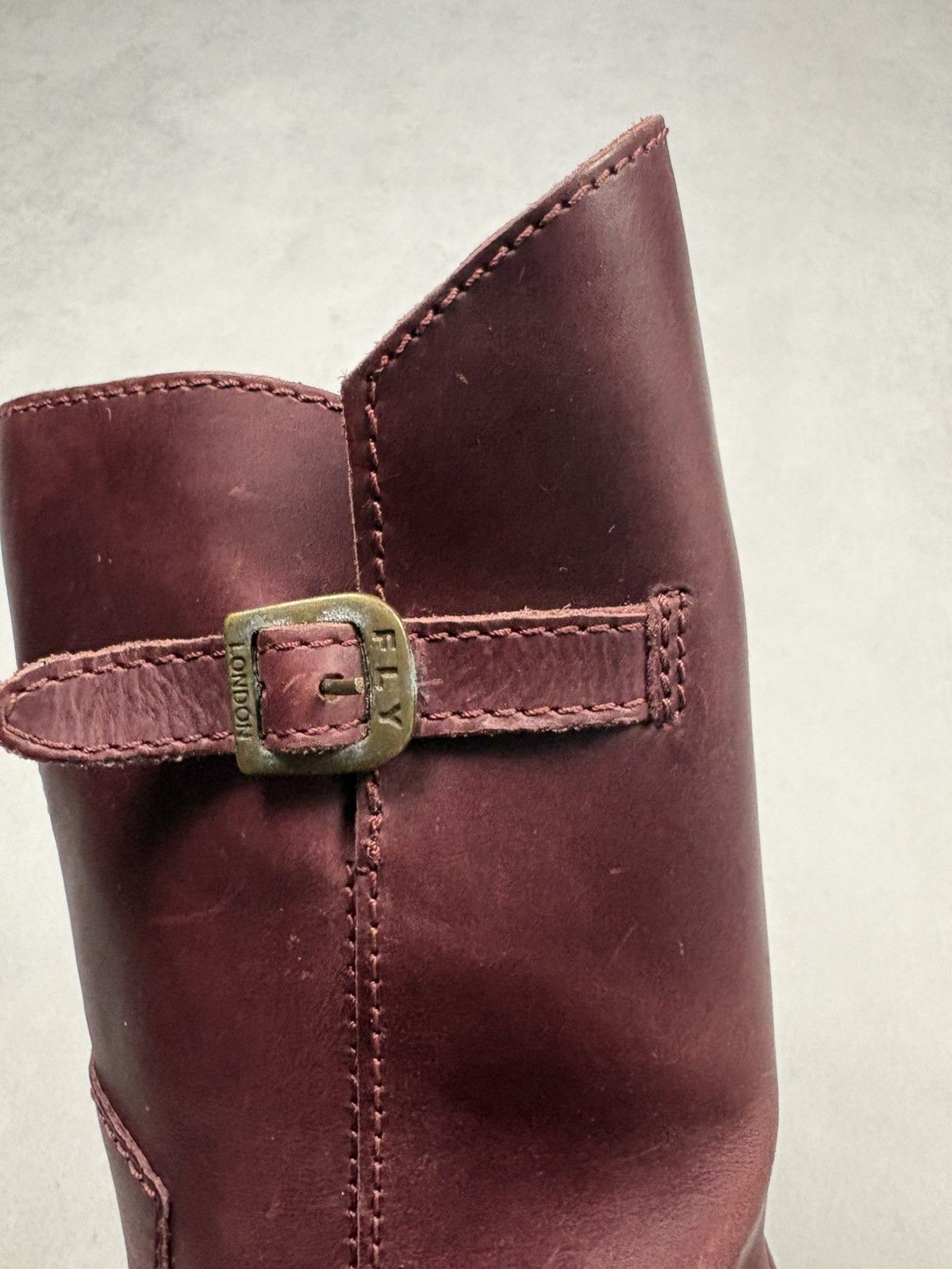 Fly London Fly London Mes II Leather Buckle Boots Burgundy Mid Calf 37 Size US 7 / IT 37 - 6 Thumbnail