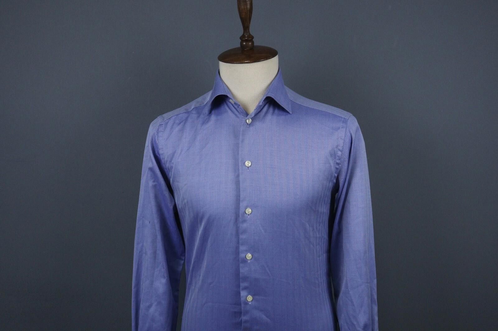 Eton Eton Slim Fit Blue Angle Cuff Shirt Size 40 / 15.75 Size US M / EU 48-50 / 2 - 2 Thumbnail