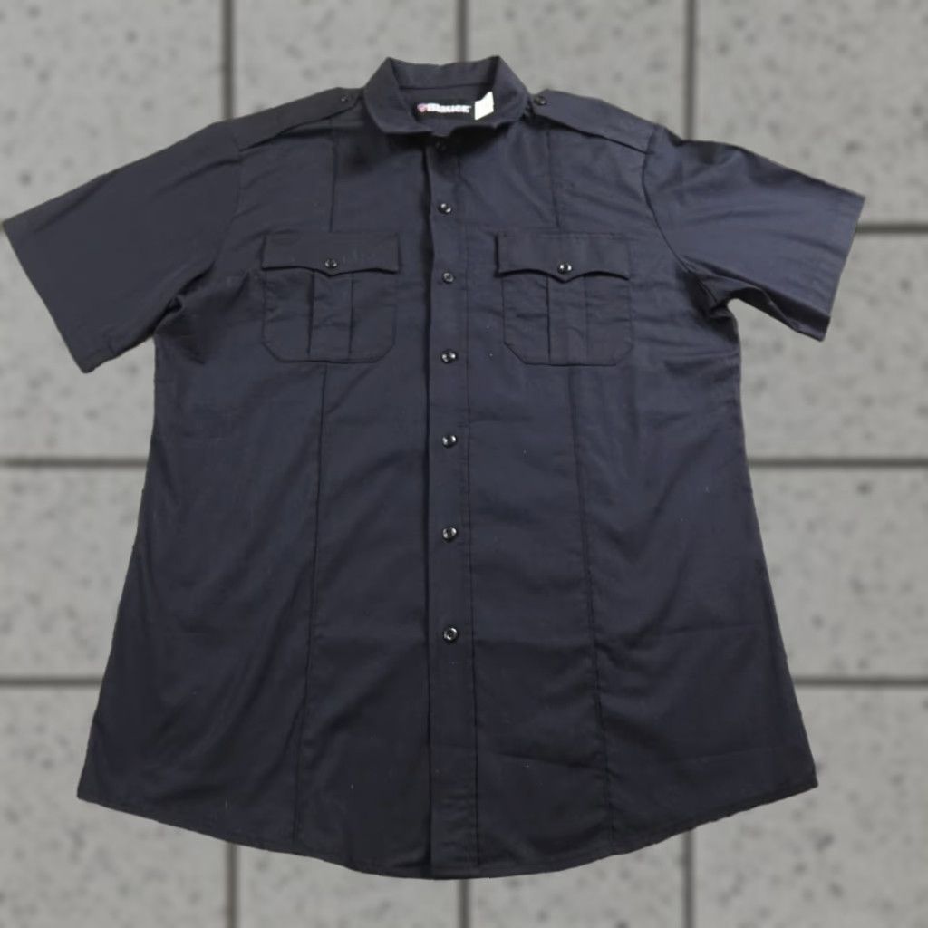 Vintage Blauer Shirt Mens L Dark Navy Blue Short Sleeve Police Uniform Button Up Work Size US L / EU 52-54 / 3 - 1 Thumbnail