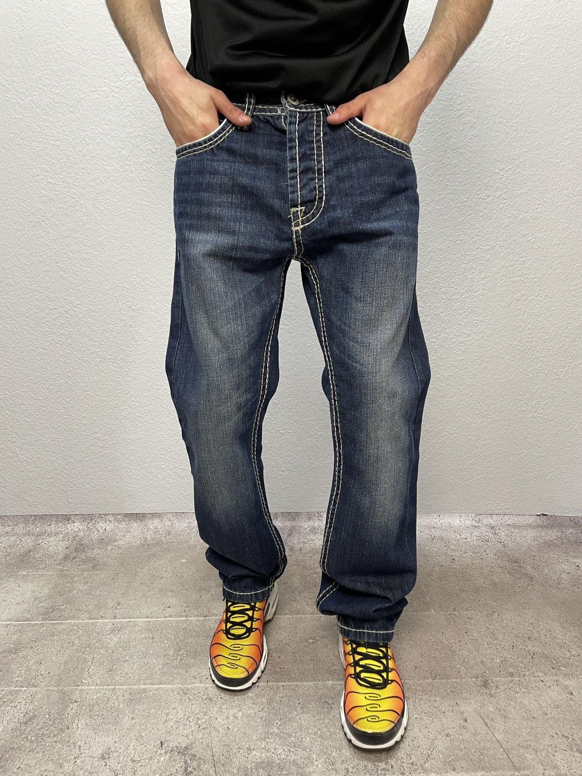 Vintage Y2K Like True Religion Distressed Jeans Ripped Blue