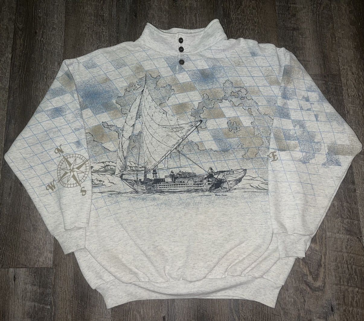 Other Vintage ART UNLIMITED Nautical Seafaring Pirate Ship Sweater Size US XL / EU 56 / 4 - 1 Thumbnail
