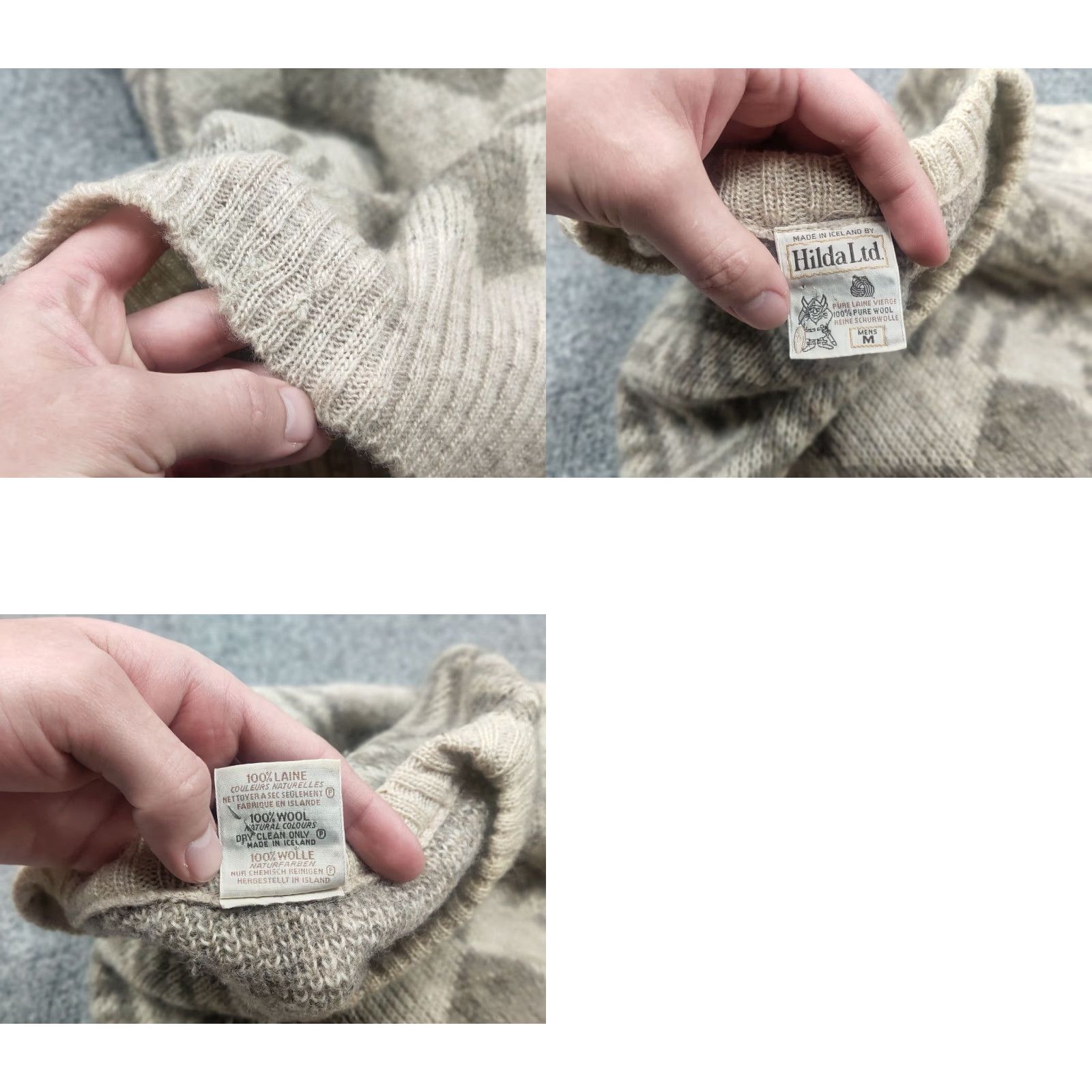 Vintage VINTAGE Hilda Ltd Iceland Pullover Shirt Men M Beige Wool 80s Pattern Fair Isle Knit Size US M / EU 48-50 / 2 - 9 Thumbnail
