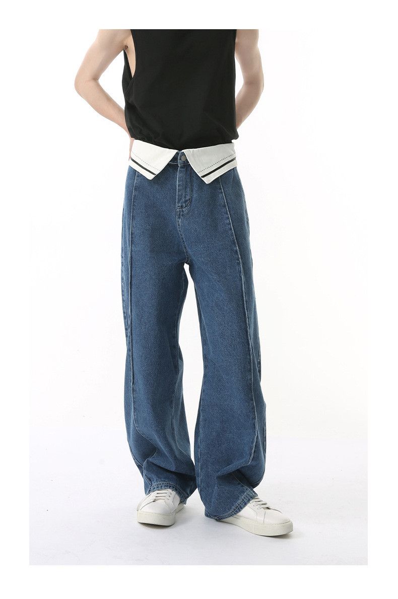 Japanese Brand × Jean Waist cuffed deconstructed vintage wide-leg scimitar jeans Size US 32 / EU 48 - 2 Thumbnail