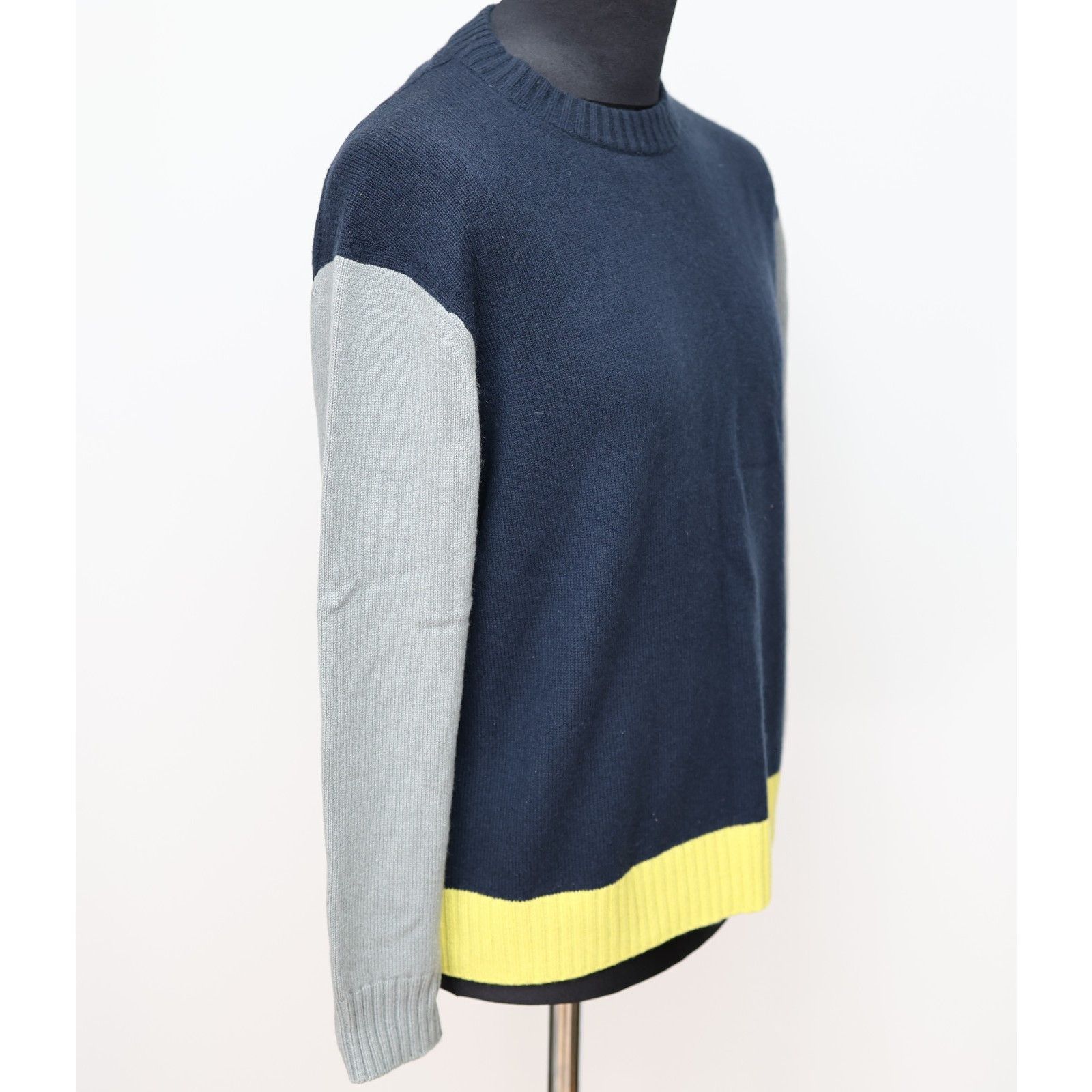 Cos COS Blue/Grey/Yellow Contrast Panel Cashmere Jumper Size M Size M / US 6-8 / IT 42-44 - 4 Thumbnail