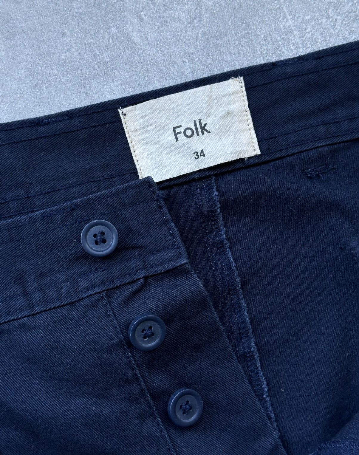 Folk Folk Mens Navy Blue Cotton Trousers Casual Workwear Pants Size US 34 / EU 50 - 6 Thumbnail