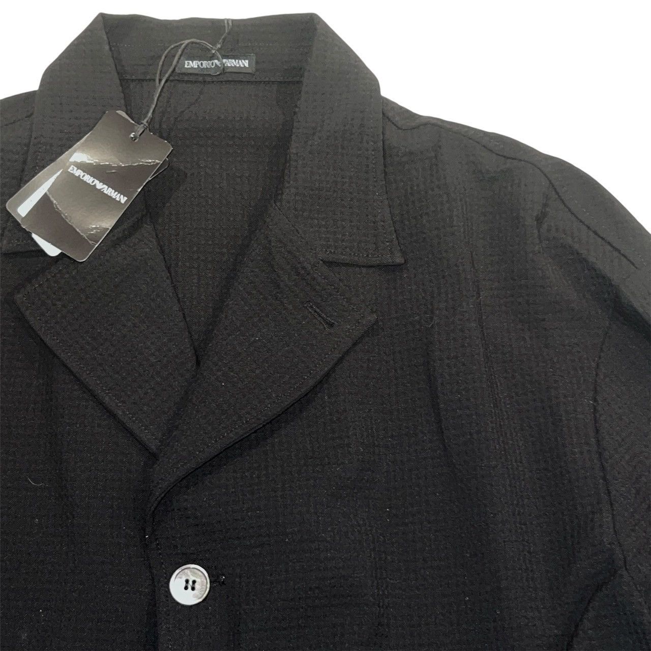 Emporio Armani $1020 EMPORIO ARMANI Honeycomb Short Cardigan Jacket Black Size US M / EU 48-50 / 2 - 2 Thumbnail