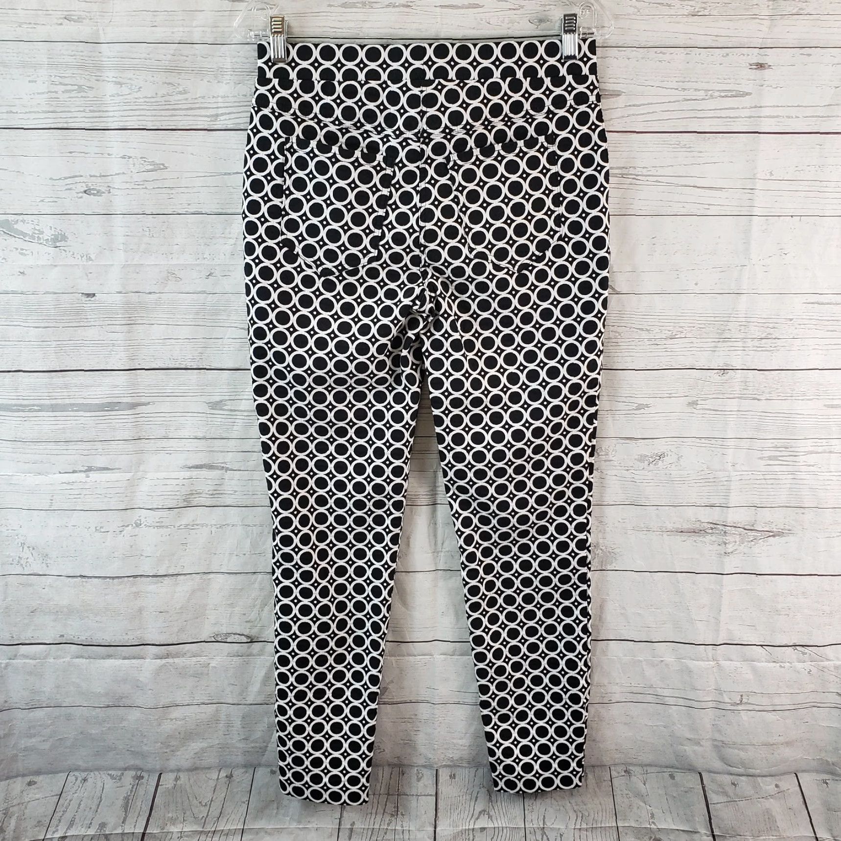 Joseph Ribkoff Joseph Ribkoff Womens Pants Pull On Skinny 8 Black Geometric Mid Rise Size 30" / US 8 / IT 44 - 3 Thumbnail