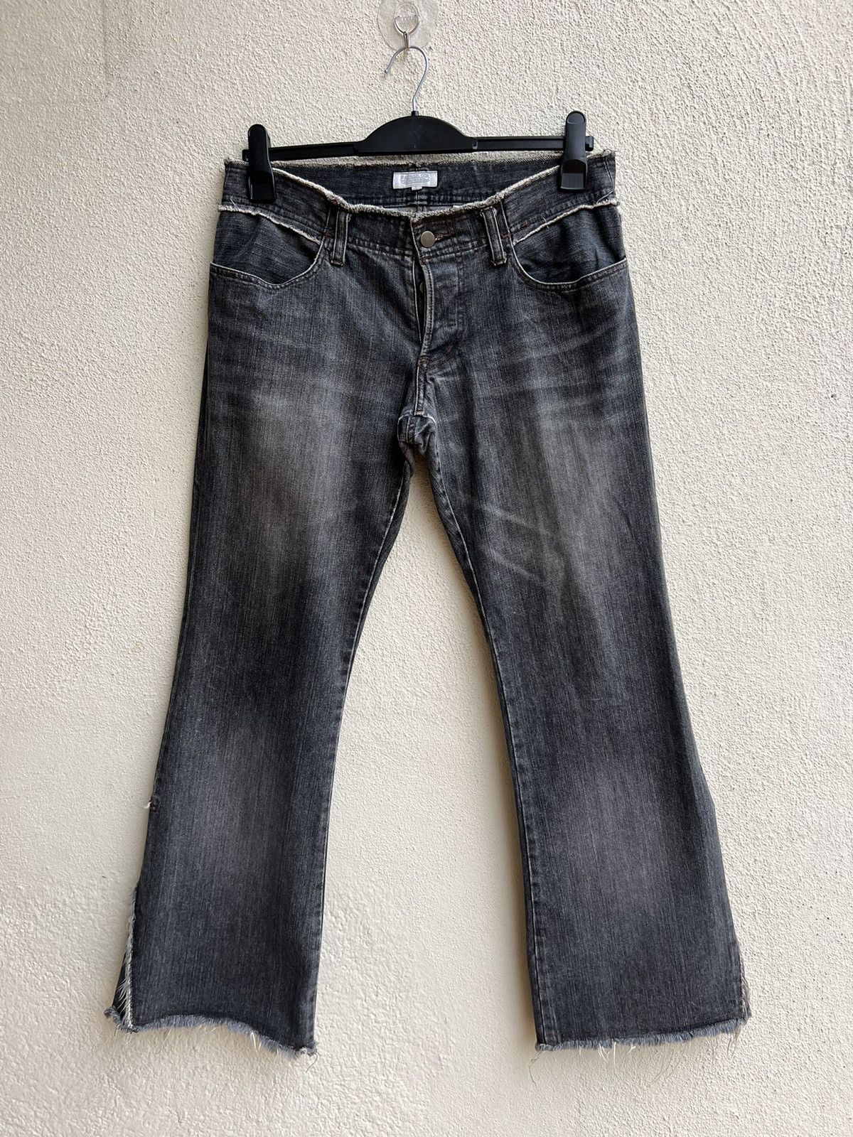 Vintage VTG Patrick Cox Wannabe Fade Black Denim Flare Jeans Size US 31 - 6 Thumbnail