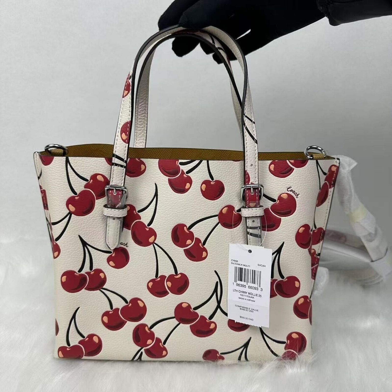 Coach Coach Mollie Tote Bag 25 Crossbody Cherry Print Leather NWT Size ONE SIZE - 2 Thumbnail