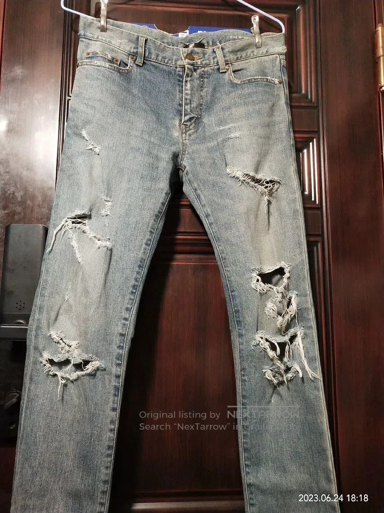 Saint Laurent Paris SLP Blue Distressed Denim Jeans. Size US 30 / EU 46 - 2 Thumbnail
