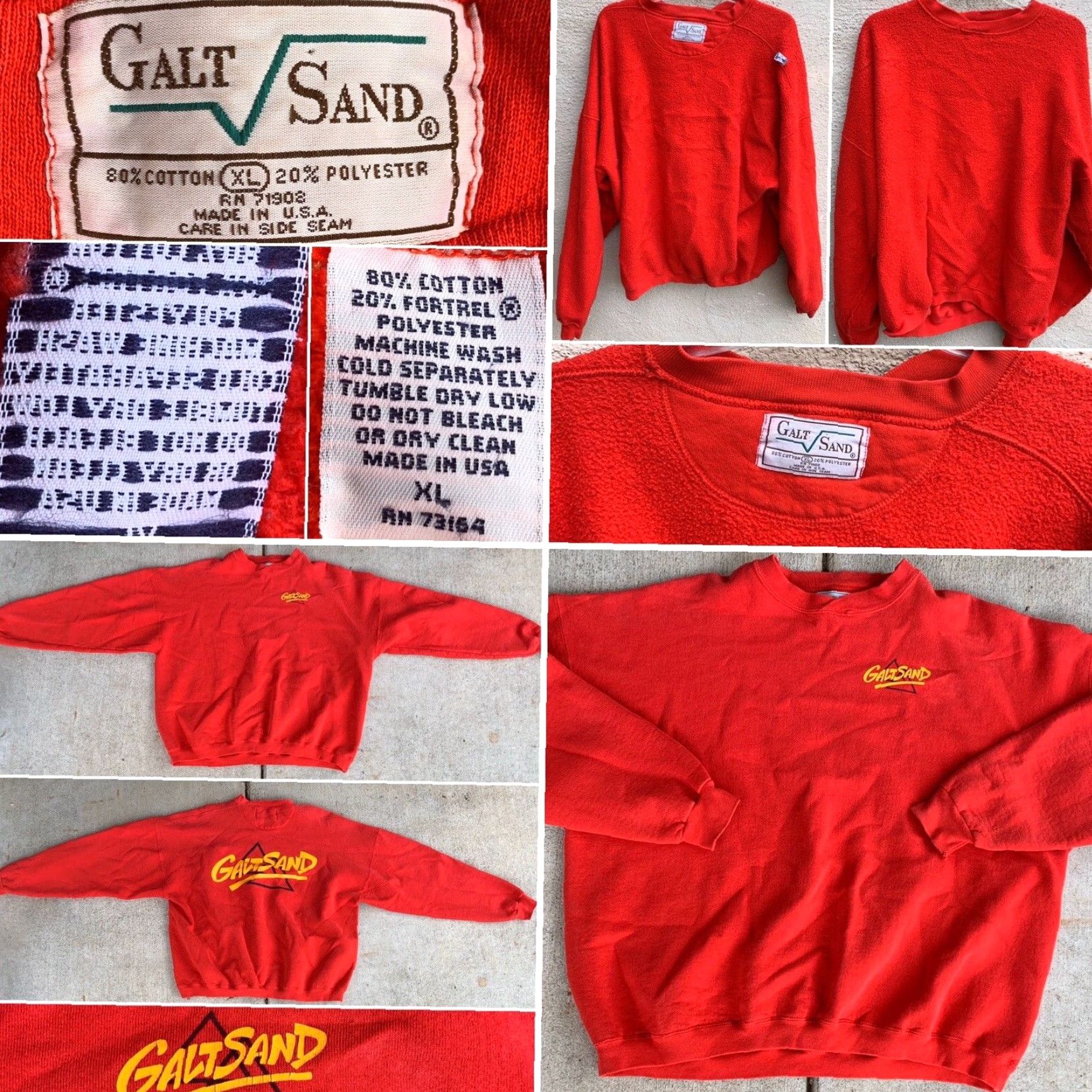 Spell VINTAGE GALT SAND Sweatshirt Front And Back Graphics Big Logo Spell Out XL Red 1980s Sportswear/Beach Mens/Unisex? Size US XL / EU 56 / 4 - 5 Thumbnail