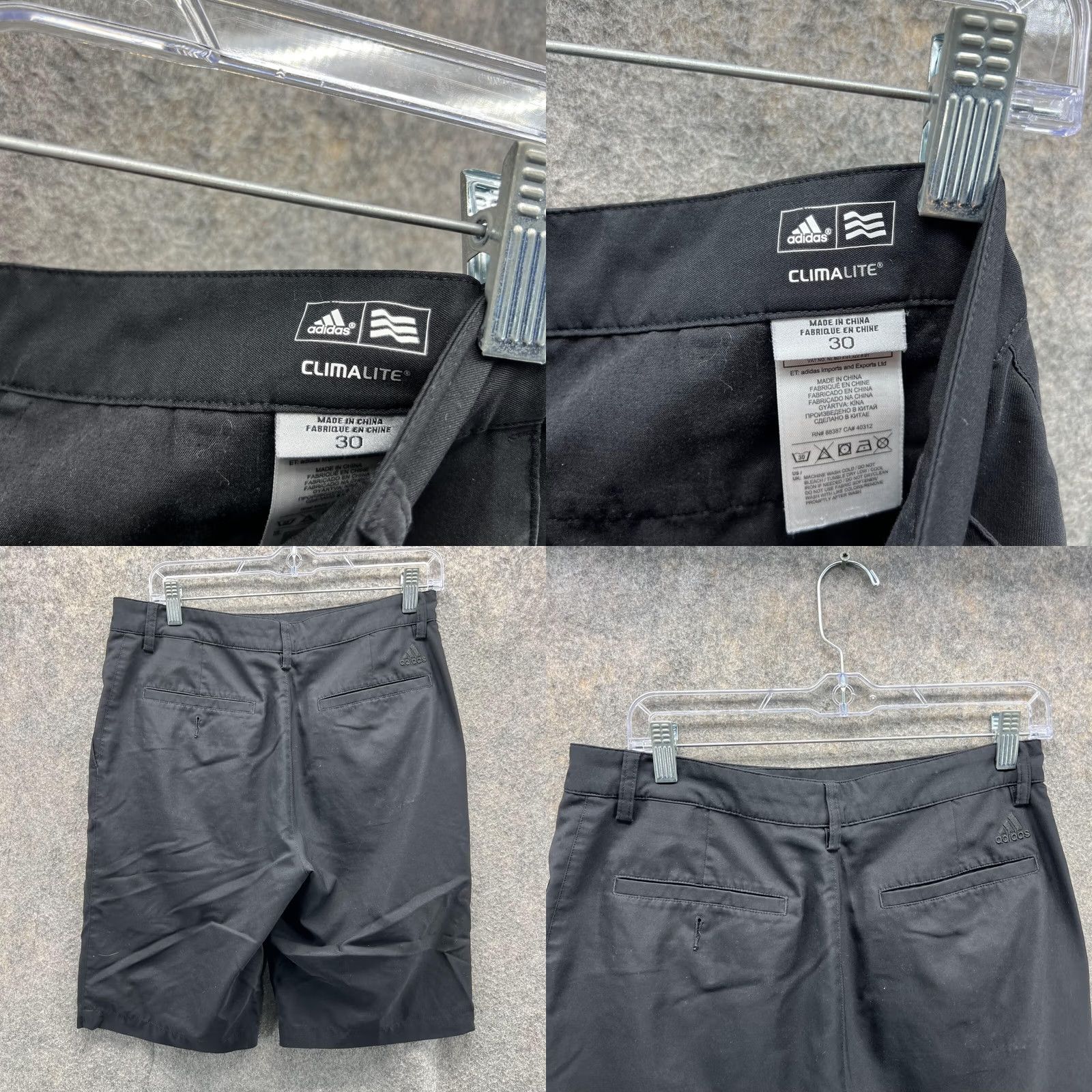 Adidas Adidas Shorts Men 30 Black Chino Flat Front Climalite Athletic Golf Trefoil Size US 30 / EU 46 - 8 Thumbnail