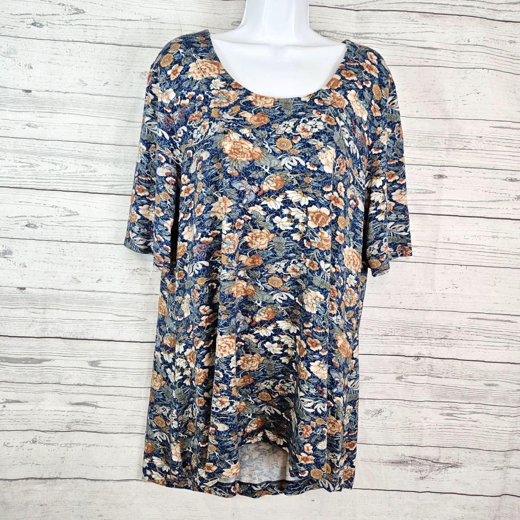 Vintage Peruvian Connection Womens Tunic 2XL Blue Floral Cotton Modal Blend Blouse Shirt Daywear, Womens, 2XL, Blue, Floral, Tunic Size XXL / US 16-18 / IT 52-54 - 2 Thumbnail