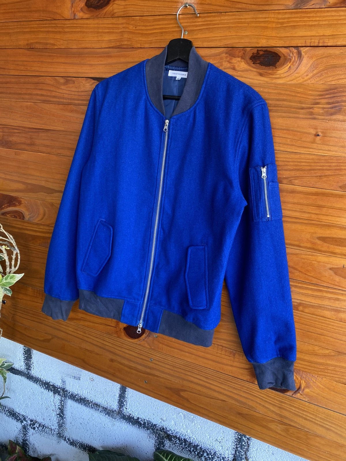 URBAN RESEARCH DOORS Urban Research Blue Wool Bomber Jacket Size 40 MA-1 Style Size US M / EU 48-50 / 2 - 4 Thumbnail