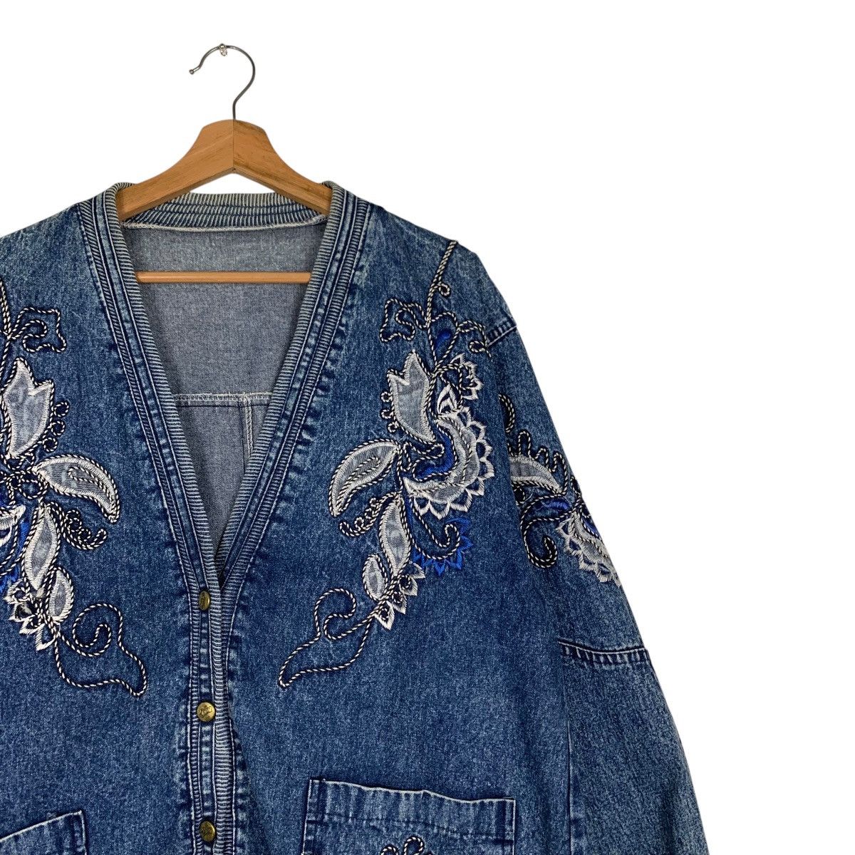 Vintage SILLOAM Denim Cardigan Casual Jacket #1525-C68 Size L / US 10 / IT 46 - 5 Thumbnail