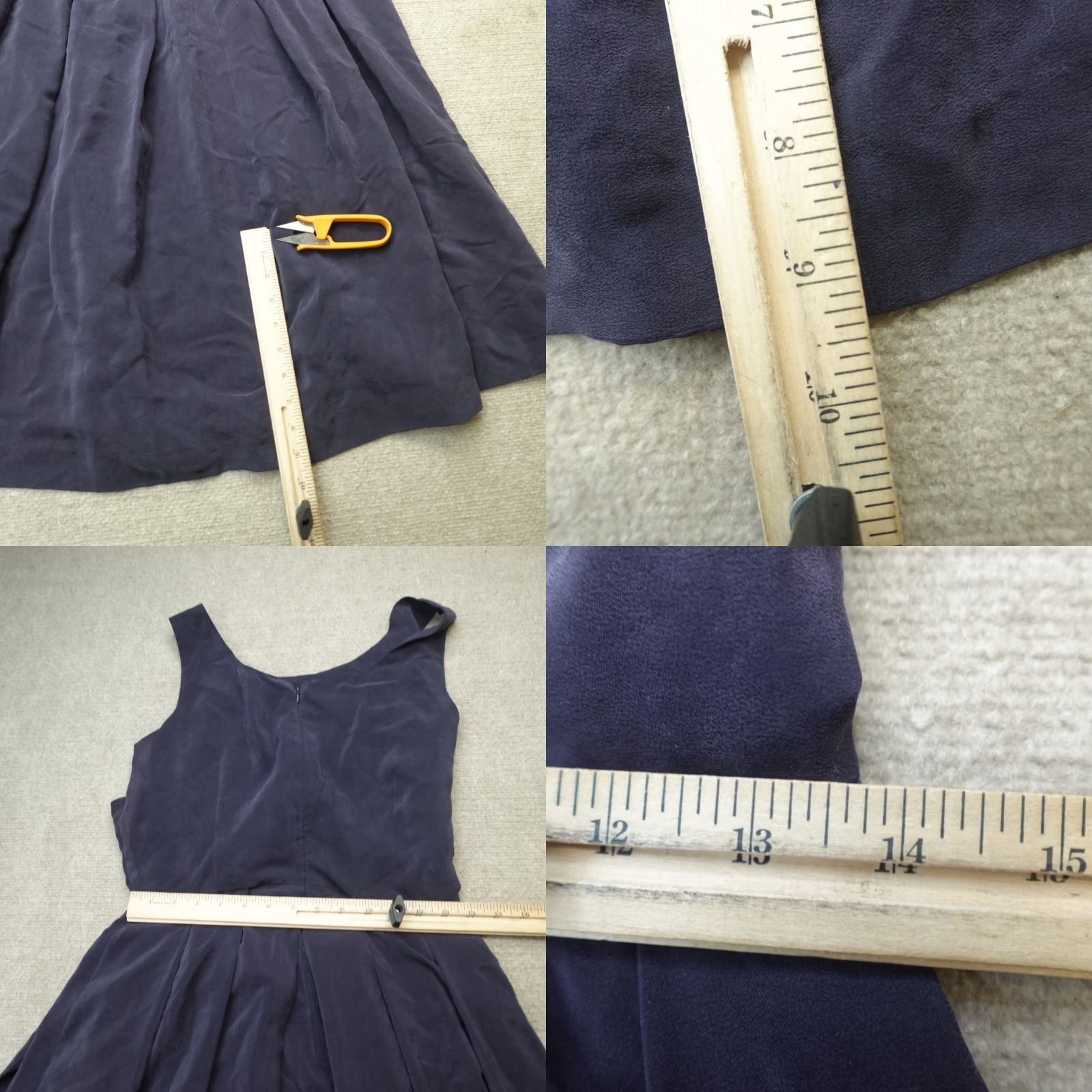Vintage J.Peterman Dress Womens 12 Blue Silk Wrap Sleeveless A-Line Size XL / US 12-14 / IT 48-50 - 8 Thumbnail