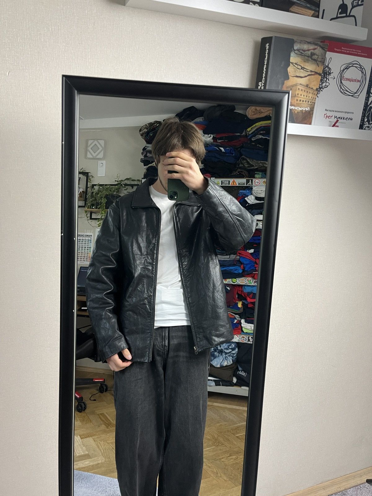 Gap Vintage GAP Black Genuine Leather Jacket Avantgarde Grunge Size US L / EU 52-54 / 3 - 2 Thumbnail