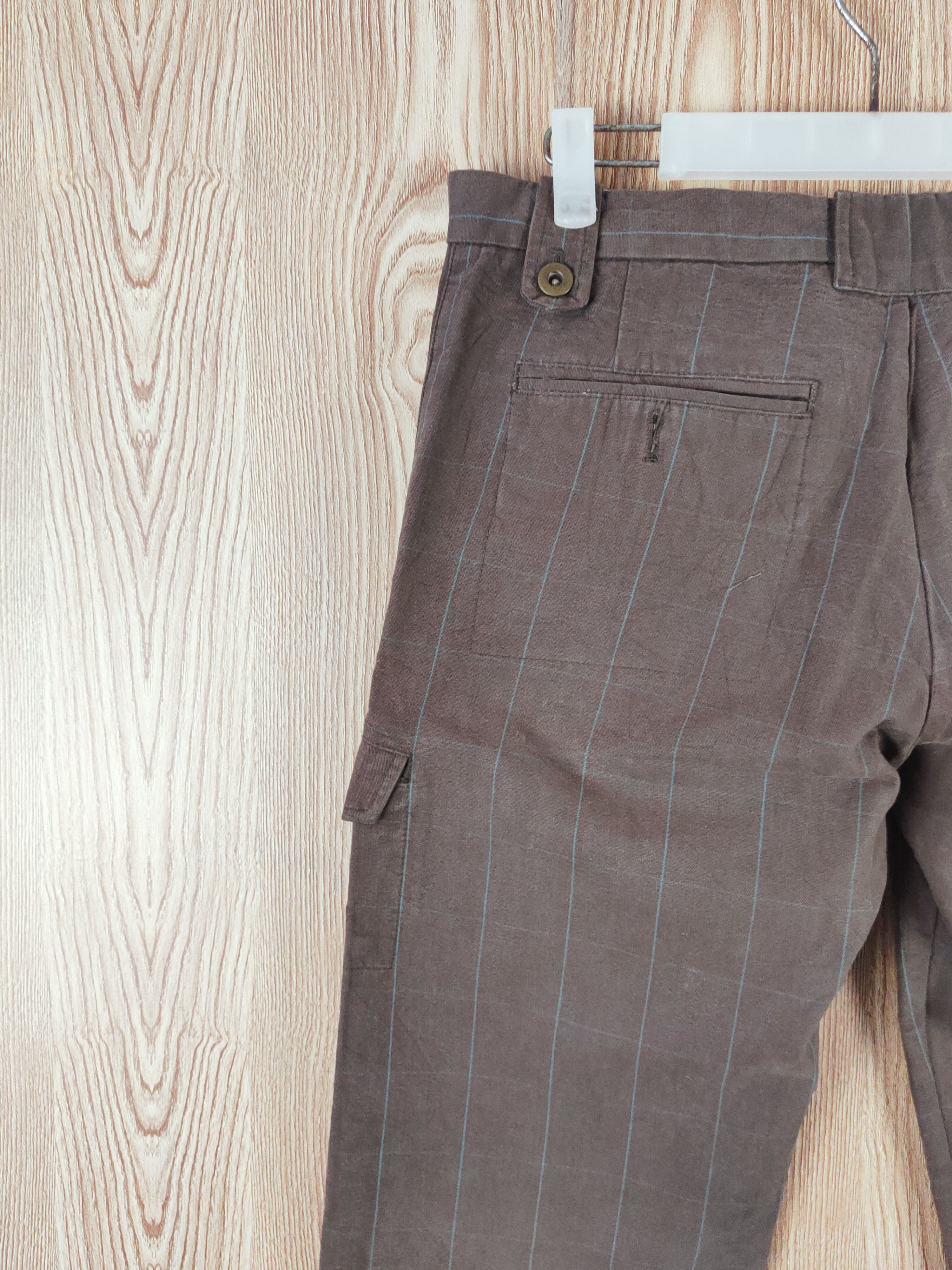 Japanese Brand × OVER THE STRiPES × Vintage Rna Dark Brown Faded stripe vintage Casual Pants #W087 Size 31" - 8 Thumbnail