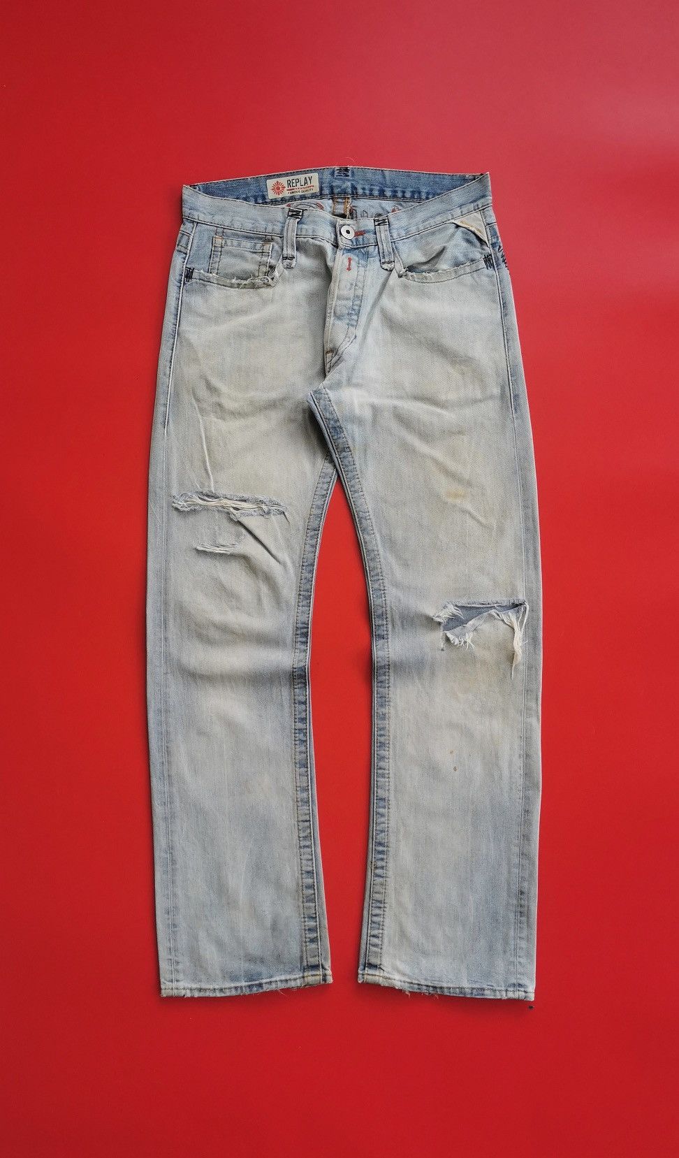 Replay Thrashed Vintage Replay Distressed Embroidery Jeans Size US 32 / EU 48 - 12 Thumbnail