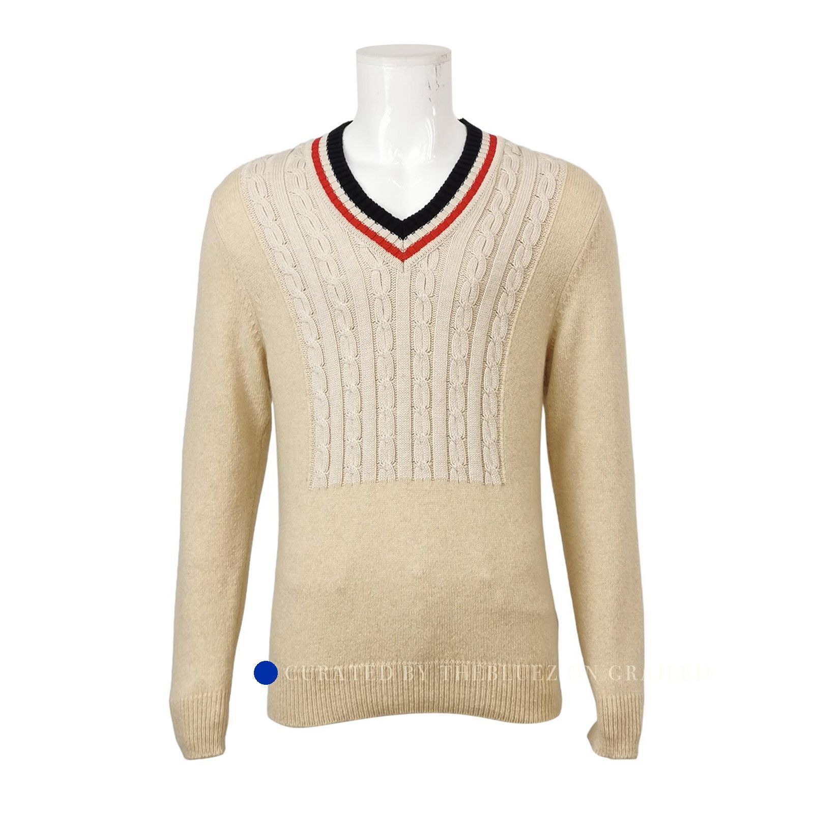 Maison Margiela Beige Cable Knit Sweater in Size L Size US L / EU 52-54 / 3 - 1 Thumbnail