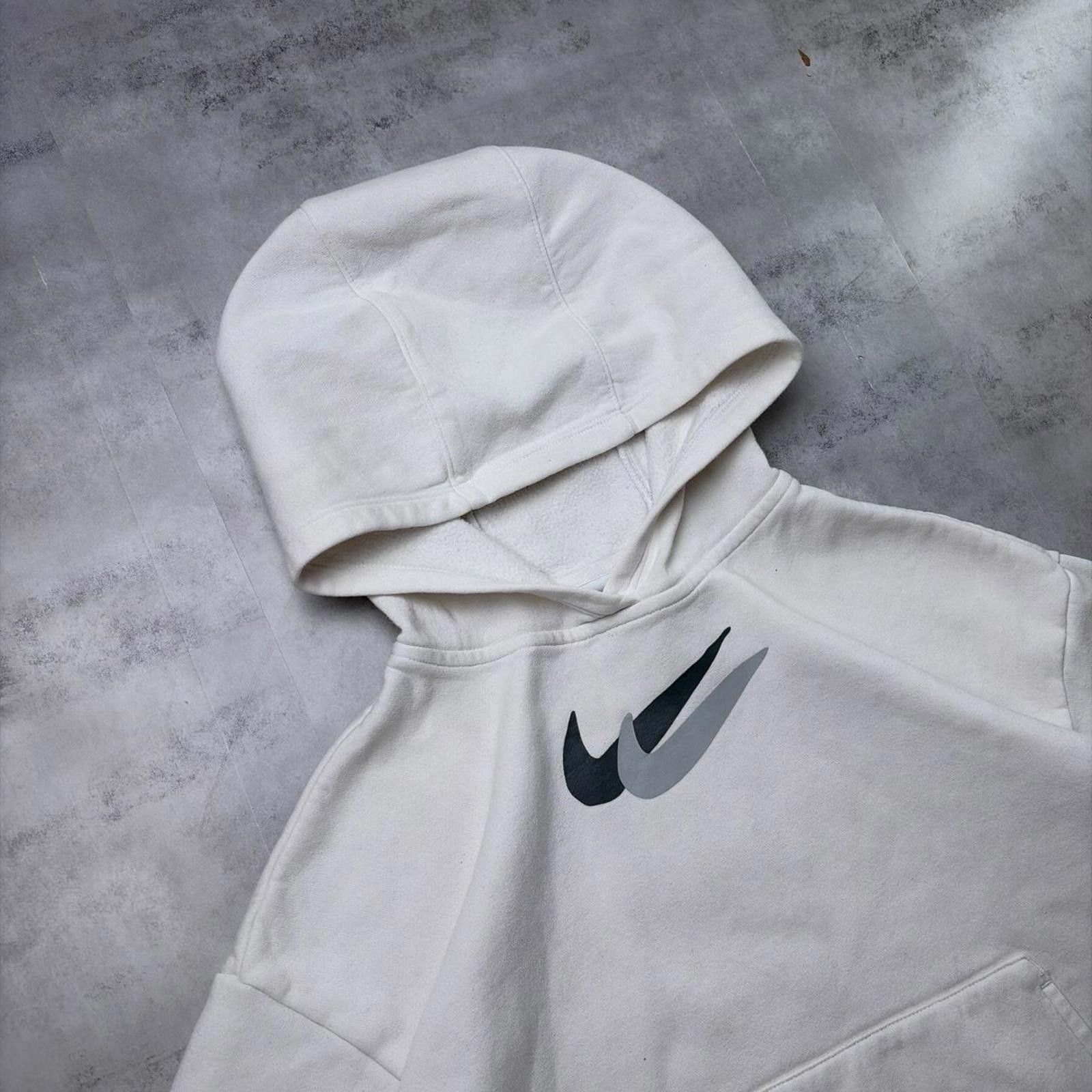 Nike Y2K White Nike Middle Swoosh Boxy Skater Hoodie Size L / US 10 / IT 46 - 6 Thumbnail