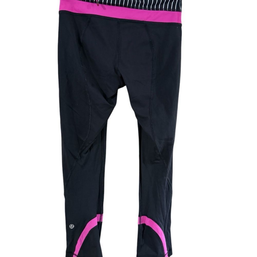 Lululemon Lululemon Black and Pink Leggings with Wide Waistband Size 26" / US 2 / IT 38 - 10 Thumbnail