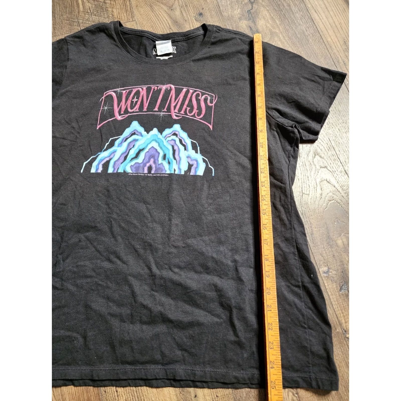 Hunter Netflix Womens XL T-Shirt Black Crew Neck Short Sleeve Basic Casual Cute Demon Hunters Huntrix Mira Won't Miss Size XL / US 12-14 / IT 48-50 - 2 Thumbnail