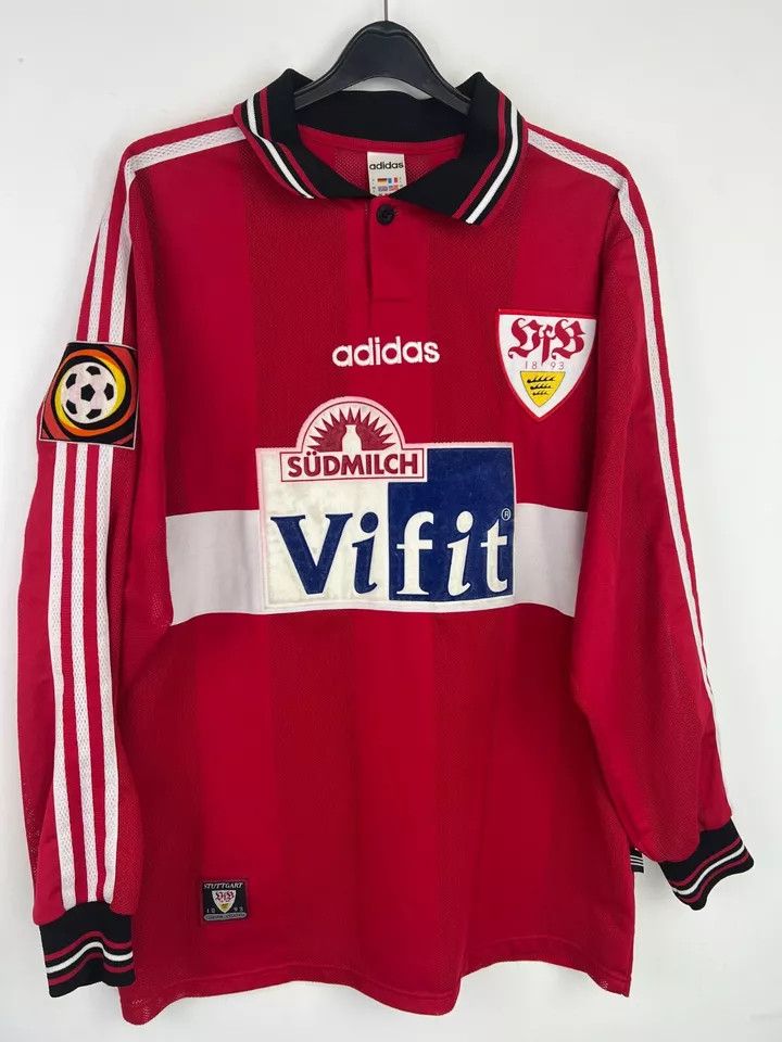 Adidas VfB Stuttgart 1996/97 away FOOTBALL Kit SHIRT JERSEY #3 Size US L / EU 52-54 / 3 - 19 Thumbnail