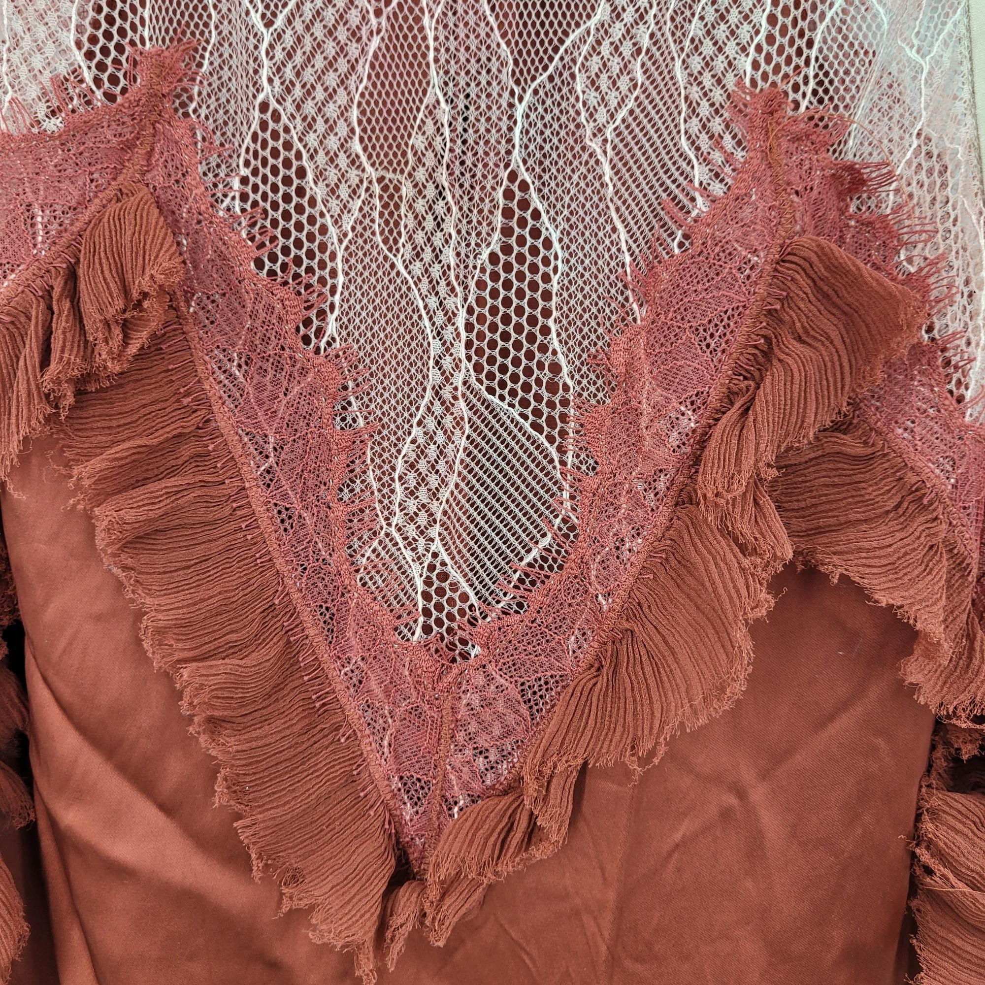 Jonathan Simkhai Jonathan Simkhai Feminine Ruffled Lace Top Blouse Sz M Rust Size M / US 6-8 / IT 42-44 - 5 Thumbnail