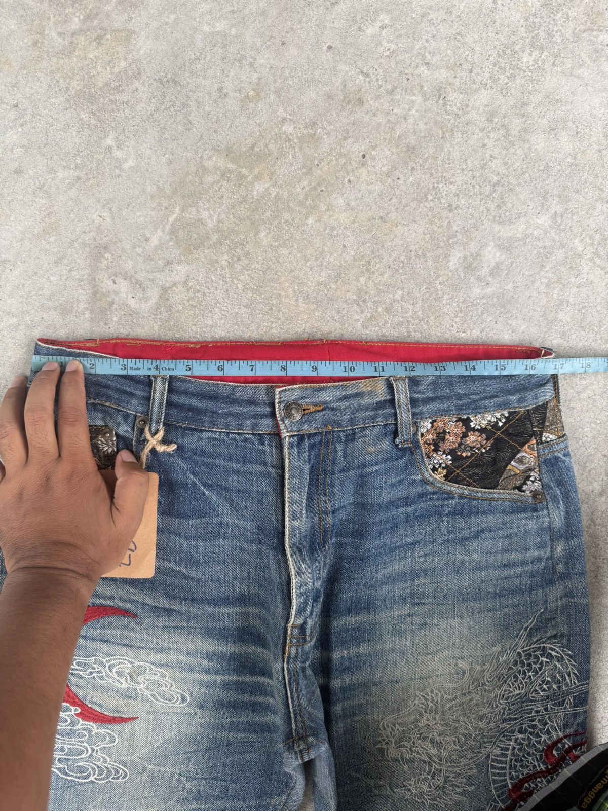Japanese Brand Japanese Fugutaiten Embroidered Jeans Distressed Size US 33 - 25 Thumbnail