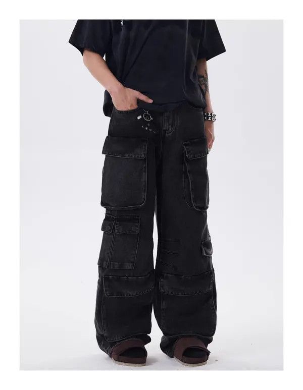VIBE Baggy Cargo Black Denim Jeans Size US 30 / EU 46 - 6 Thumbnail