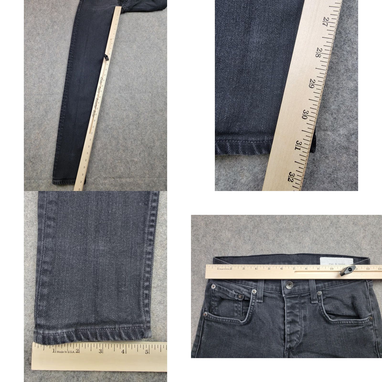 Rag & Bone rag & bone Jeans Mens 29 Black Fit 1 Skinny Button Fly Made USA 29x31 Stretch Size US 29 - 9 Thumbnail