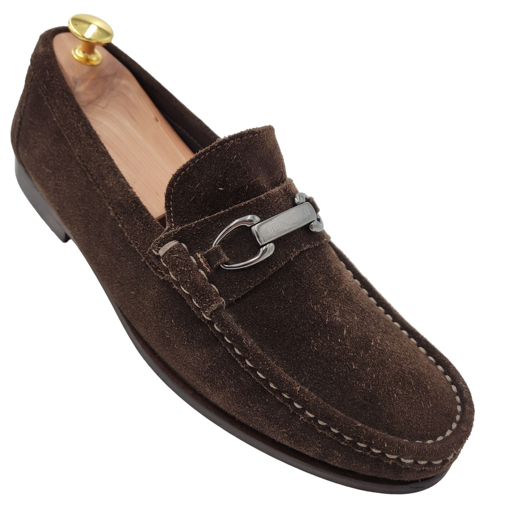 image of Bruno Magli Italy "townsend" Men 10 Dress Shoes Brown Loafer in Chocolate Brown