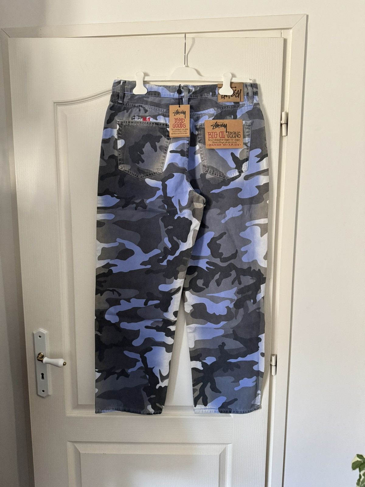 Stussy Spray Dye Canvas Big Ol Jean Blue Camo
