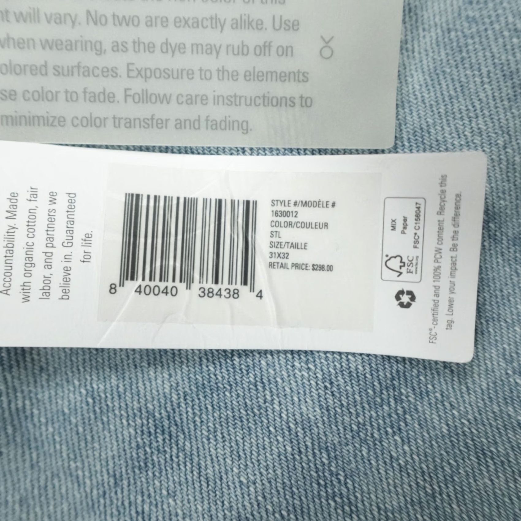 Outerknown Outerknown SEA Jeans Men's Size 31x32 Statesman Relaxed Fit SLT Blue Size US 31 - 3 Thumbnail