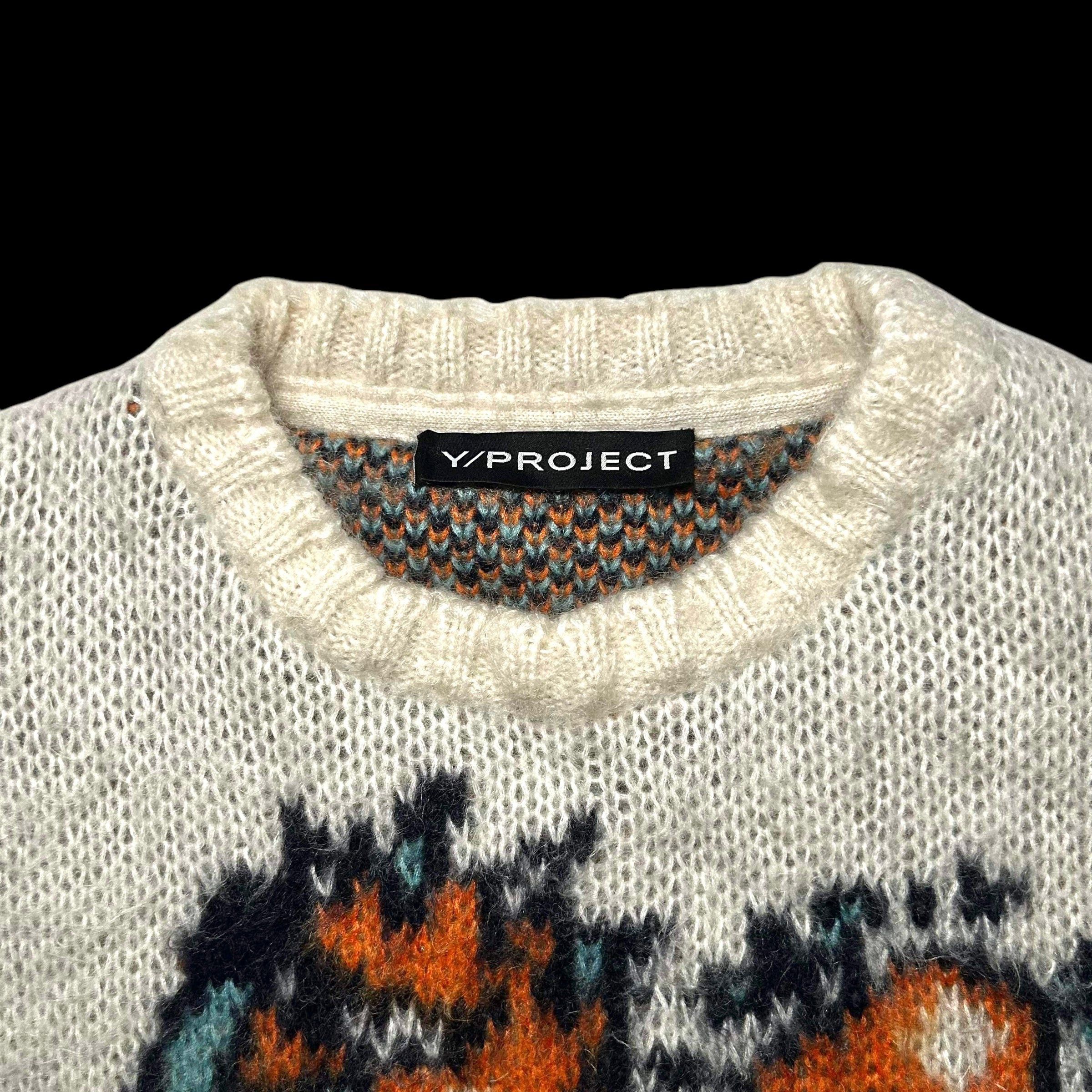Y/Project Y/Project White Jacquard Motif Mohair Sweater (Fits XXL) Size US M / EU 48-50 / 2 - 3 Thumbnail