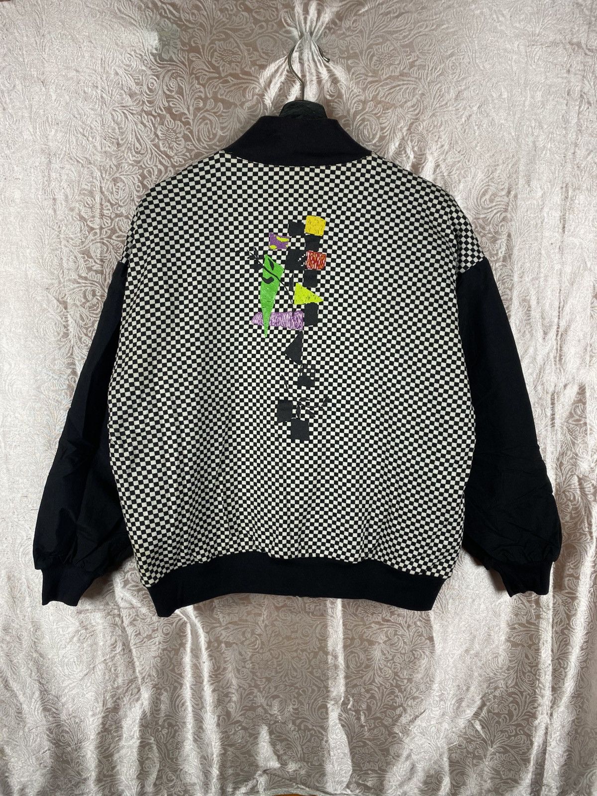 Vintage Vintage Marcia Checkerboard Bomber Black White Graphic Retro Size US XS / EU 42 / 0 - 8 Thumbnail