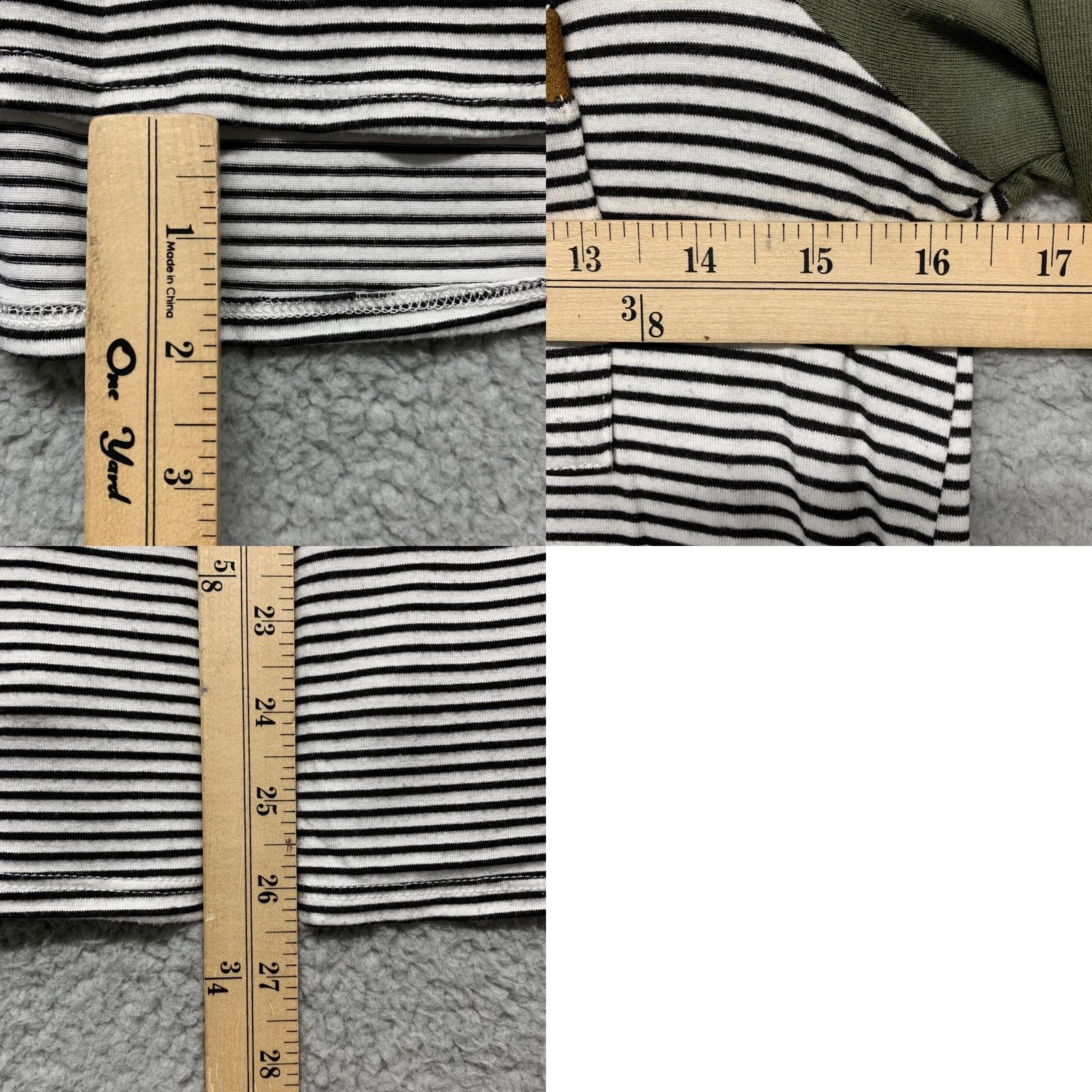 Vintage Pink Clover 3/4 Sleeve Pullover Women’s Solid Green w/White & Black Stripes XS T-Shirt Ladies Small/Medium Size XS / US 0-2 / IT 36-38 - 8 Thumbnail