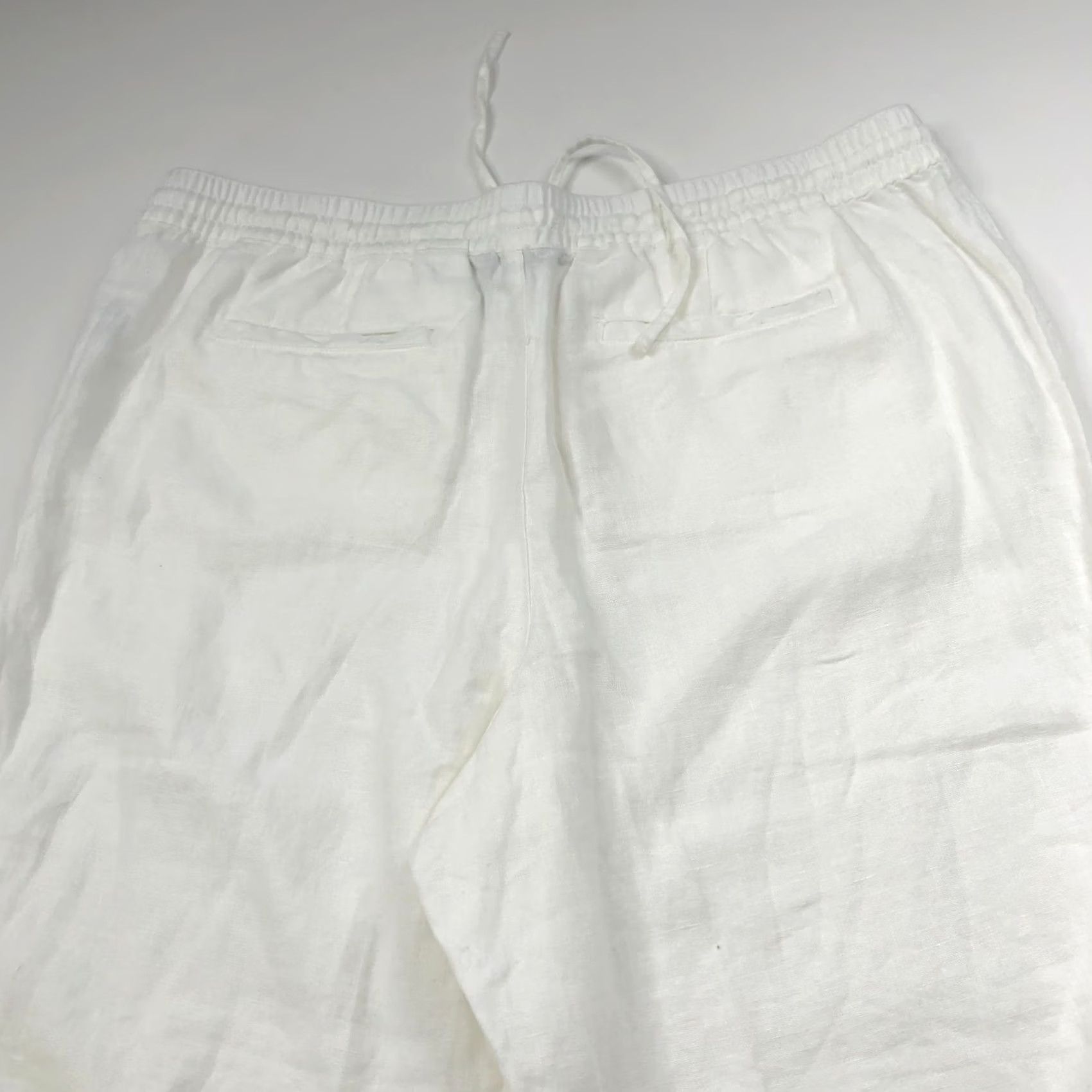 Lands' End Lands' End Pull On 18 Linen High Rise Pants White MINT - 100% Linen, Flat Front, Pockets, Zip, 26 Inseam, 40W 26L, Regular, Womens Size 40" / US 18 - 3 Thumbnail