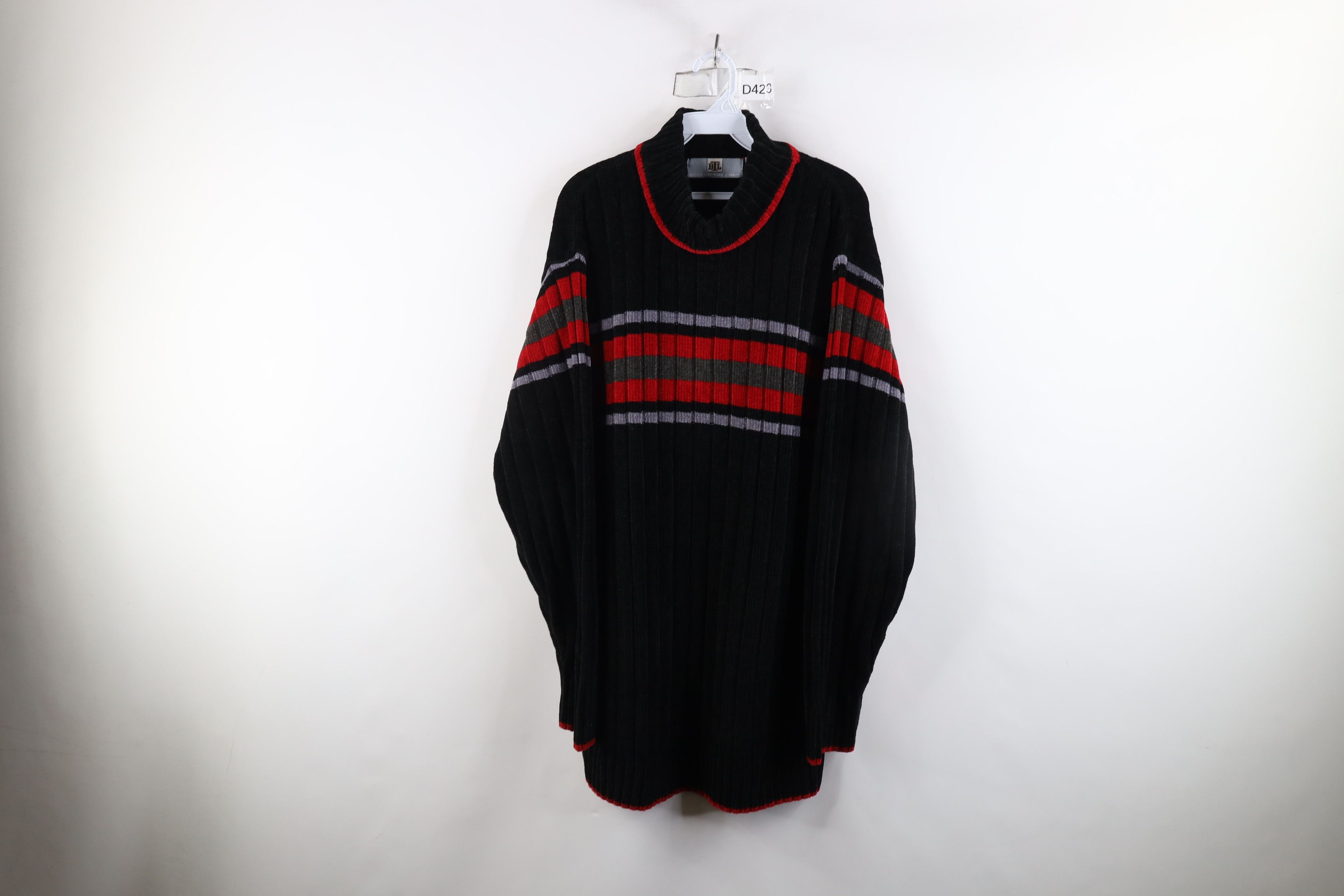 Vintage Vintage 90s Streetwear Baggy Ribbed Knit Mock Neck Sweater Size US L / EU 52-54 / 3 - 1 Thumbnail